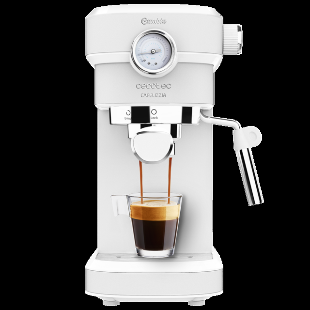 Cecotec Cafelizzia 790 White Pro. Cafetera Espresso con Sistema Thermoblock 20 Bares ModoAuto 1 y 2 Cafés Vaporizador Orientable Conducto de Agua para Infusiones Cafetera espressos y cappuccinos  