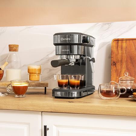 Cecotec Cafelizzia 890 Dark Cafetera Express Para Espressos Y Cappuccino Dispone De Sistema De Rápido Calentamiento Por Thermoblock 20 Bares Modo Auto Para 1 Y 2 Cafés Vaporizador Orientable Y Conducto De Agua Para Infusiones.