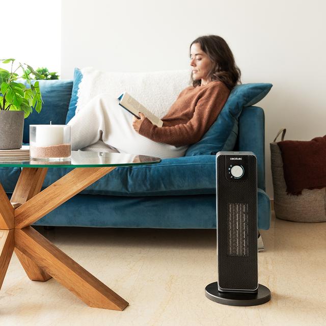 Cecotec Calefactor Cerámico ReadyWarm 2000 Max Ceramic Rotate Calefactor Cerámico De Pie Con 2000W Oscilación 3 Modos De Funcionamiento Y Termostato Regulable. Calefactor Cerámico De Pie