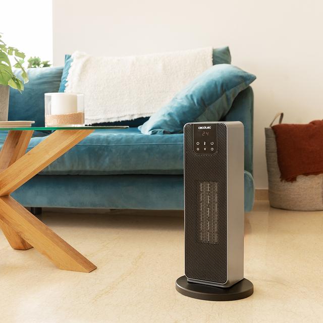 Cecotec Calefactor Cerámico ReadyWarm 2000 Max Ceramic Rotate Smart Calefactor Cerámico De Pie Con 2000 W Pantalla Digital Control Táctil Y Control Remoto Oscilación 3 Modos De Funcionamiento Y Termostato Regulable. Calefact