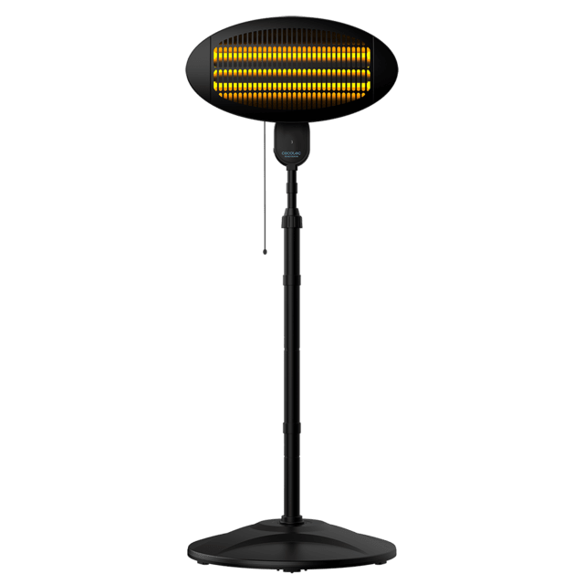 Cecotec Calefactor de Exterior Ready Warm 8100 Power Quartz M. Calefactor halógeno de Cuarzo de pie o Pared 2000 W IPX4 3 Niveles de Potencia Altura e inclinación Regulable 15 m2 Calefactor / estufa exterior eléctrica  