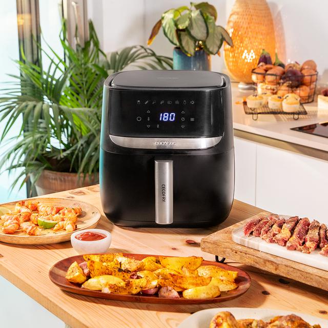 Cecotec Cecofry Advance 5000 Black. Freidora Sin Aceite 5 5 L De Aire Caliente Con 1700 W Dietética Control Táctil Temperatura Regulable 80-200ºC Tiempo De 0 A 60 Min 8 Modos Freidora Dietética Sin Aceite Con Tecnología Per