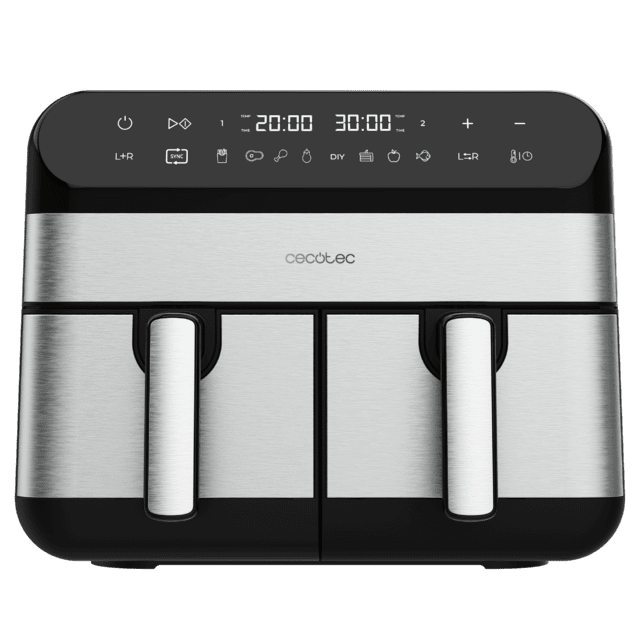 Cecotec Cecofry Advance 9000 Inox Freidora de aire digital de 9 L de capacidad y 2800 W de potencia acabados con acero inoxidable y con dos cestillos con temperatura dual Freidora de aire digital 9L