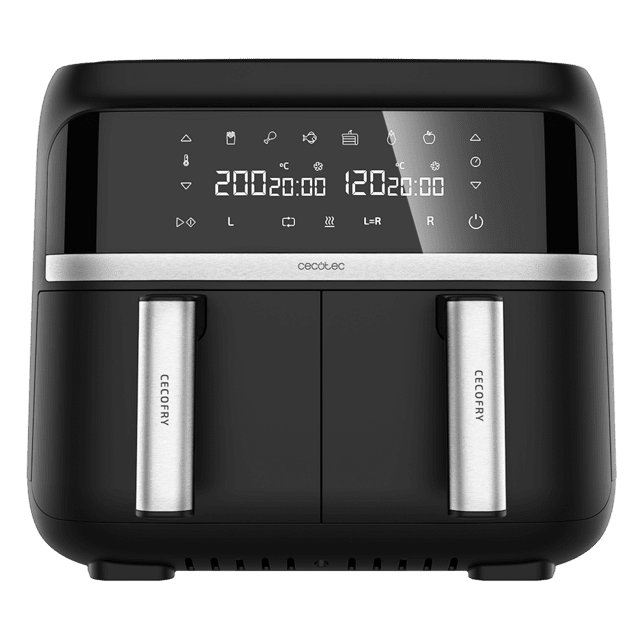 Cecotec Cecofry Advance Double Freidora Sin Aceite 9 L De Aire Caliente. 2850 W Dietética Compacta Y Digital 2 Cestillos Con Temperatura Dual Y Tecnología PerfectCook Temporizador Freidora Sin Aceite
