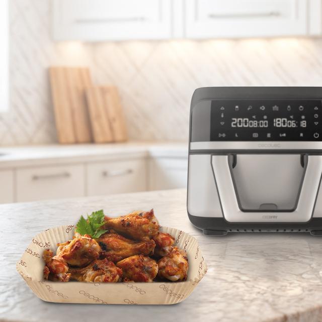 Cecotec Cecofry BigBucket Paper Pack Accessories 150 Papeles Para Freidora De Aire Prácticos Y Compatibles Con Freidoras De Una Cubeta De 9 A 11L. Permitirán Mantener Tu Freidora De Aire Limpia Y Libre De Comida Pegada Simplif