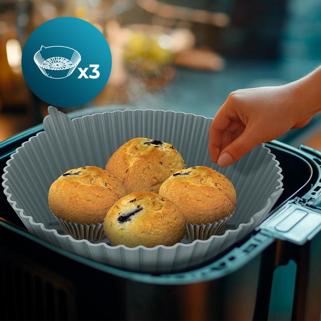 Cecotec Cecofry Bucket Pack Accesories S Pack De 3 Moldes De Silicona Circulares Para Freidora De Aire De 19x6cm Y 130 Gramos Cada Uno. Pack De 3 Moldes
