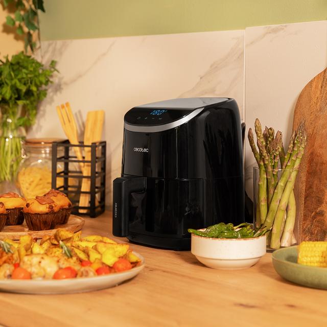 Cecotec Cecofry Compact 2000 Touch. Freidora Sin Aceite De 2 L De Aire Caliente Con 900 W Dietética Y Compacta Control Táctil Tecnología PerfectCook Termostato Y Tiempo Regulable Color Negro Freidora Sin Aceite