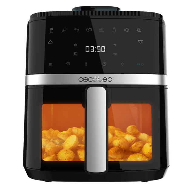 Cecotec Cecofry Drip 5000 Freidora de aire con spray de agua 5 litros de capacidad y 1500 W de potencia. Con 8 menús y rango de temperatura de 80ºC a 200ºC. Freidora de aire con spray de agua