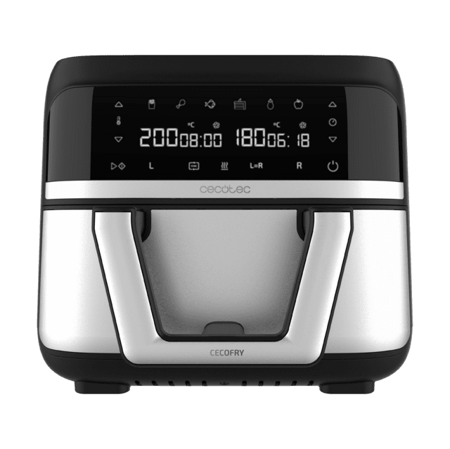 Cecotec Cecofry Dual 9000 Freidora dietética digital y compacta sin aceite de 9 L de capacidad tecnología PerfectCook y pared divisoria móvil para optar entre dos cestillos con temperatura dual o convertirse en una sola cubet