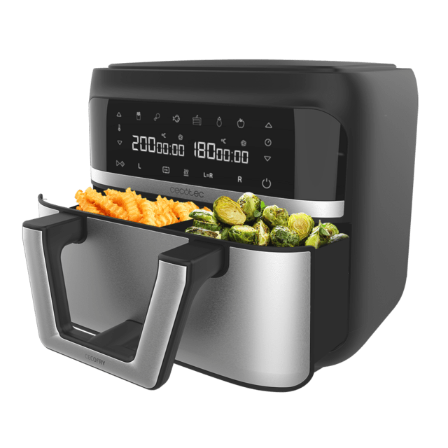 Cecotec Cecofry Dual 9000 Freidora Sin Aceite Airfryer Dietética Digital Y Compacta Sin Aceite De 9 L De Capacidad Con Temperatura Dual Tecnología PerfectCook Y Opción De Dividir La Cubeta En Dos De 4 5 L De Capacidad. Freido