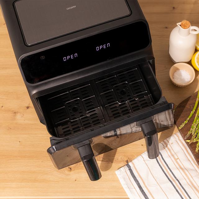 Cecotec Cecofry DualFlex 9000 Window Freidora Dietética Digital De 9 L De Capacidad Con Pared Divisoria Móvil Temperatura Dual Ventana Y Tecnología PerfectCook. Freidora Sin Aceite Airfryer 9 L