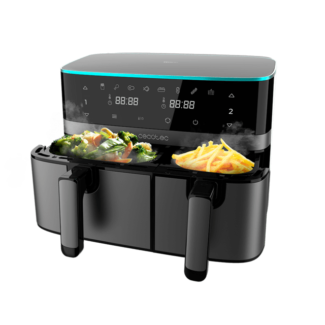 Cecotec Cecofry DuoSize 9000 Freidora De Aire Sin Aceite Digital De 9 L De Capacidad Con Dos Cestillos De 5.5 Y 3.5 Litros Temperatura Dual Y Tecnología PerfectCook. Freidora De Aire. Freidora Sin Aceite. Air Fryer