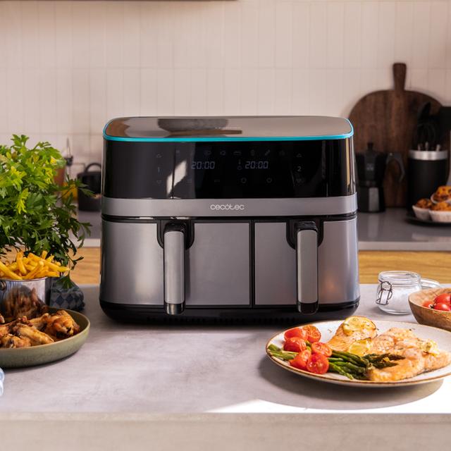 Cecotec Cecofry DuoSize 9000 Freidora De Aire Sin Aceite Digital De 9 L De Capacidad Con Dos Cestillos De 5.5 Y 3.5 Litros Temperatura Dual Y Tecnología PerfectCook. Freidora De Aire. Freidora Sin Aceite. Air Fryer