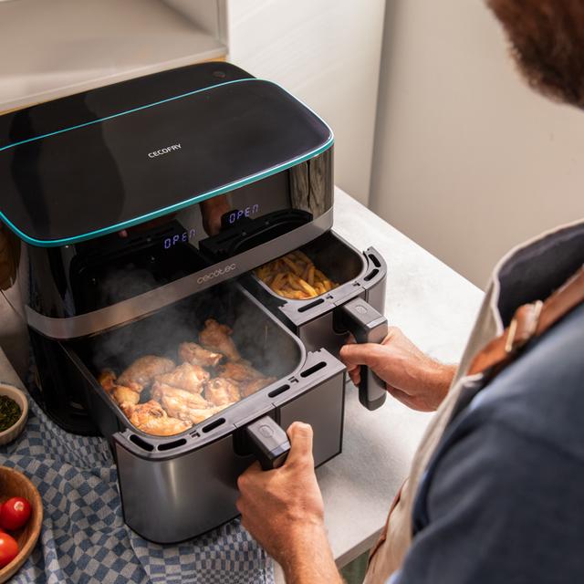 Cecotec Cecofry DuoSize 9000 Freidora De Aire Sin Aceite Digital De 9 L De Capacidad Con Dos Cestillos De 5.5 Y 3.5 Litros Temperatura Dual Y Tecnología PerfectCook. Freidora De Aire. Freidora Sin Aceite. Air Fryer