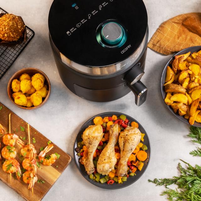 Cecotec Cecofry Essential Rapid Black Freidora Sin Aceite Airfryer 2 5 L De Aire Caliente. 1200 W Dietética Tiempo Y Termostato Regulable De 80ºC A 200 ºC Base Antideslizante Freidora Sin Aceite