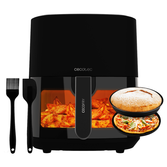 Cecotec Cecofry Fantastik Window 5500 Pack Freidora de aire sin aceite / Airfryer digital de 1500 W y 5 5 L. Diseño con ventana para controlar mejor las elaboraciones y paquete de accesorios. Freidora de aire sin aceite / Airfr