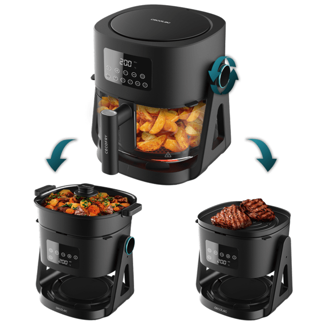 Cecotec Cecofry Flip&Grill 4500 Freidora De Aire Reversible 3 En 1 De 1500 W Y 6 Menús Predeterminados. Freidora Sin Aceite