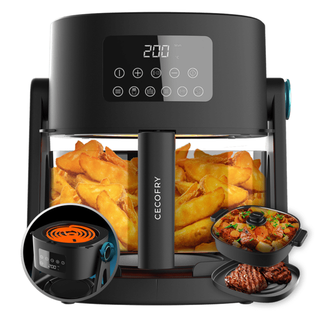 Cecotec Cecofry Flip&Grill 4500 Freidora de aire reversible 3 en 1 de 1500 W y 6 menús predeterminados. Freidora sin aceite