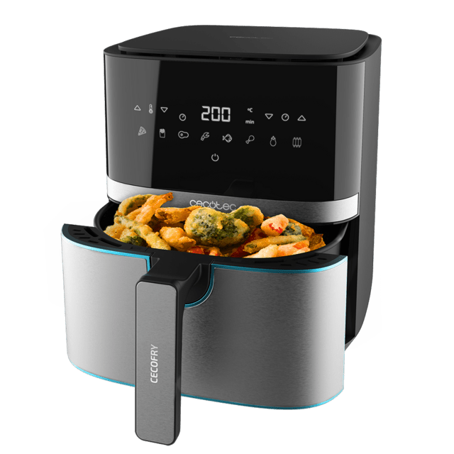 Cecotec Cecofry Full Inox 5500 Connected Pack Freidora Sin Aceite Airfryer Digital Con Acabados En Acero Inoxidable Sin Aceite área De Cocinado De 5 5 L Tecnología PerfectCook APP Y Accesorios. Freidora Sin Aceite Airfryer