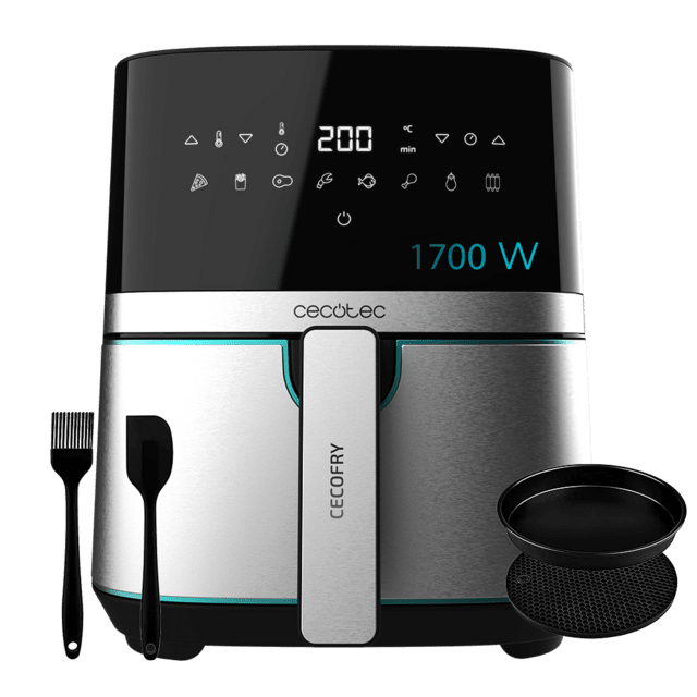 Cecotec Cecofry Full Inox Pro 5500 M con Accesorios Freidora sin aceite dietética de 5 5 L y acabados en acero inoxidable oscurecido Freidora sin aceite