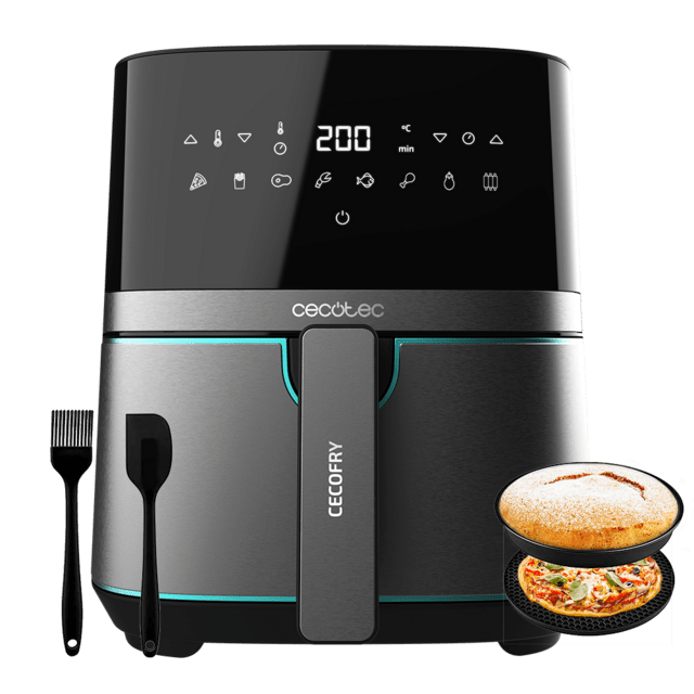 Cecotec Cecofry Full InoxBlack 5500 con Accesorios. Freidora sin Aceite 5 5 L de Aire con 1450 W Dietética y Digital Acabados en Acero Inoxidable Tecnología PerfectCook Termostato regulable Negro Freidora sin aceite. Airfryer