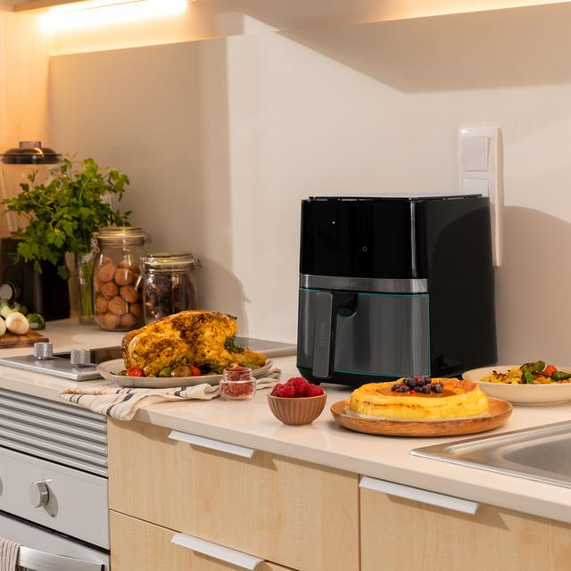 Cecotec Cecofry Full InoxBlack 5500 Connected. Freidora Sin Aceite Airfryer Dietética Con área De Cocinado De 5 5 L Acabados En Acero Inoxidable Y APP. Freidora Sin Aceite Airfryer Con APP Y WiFI