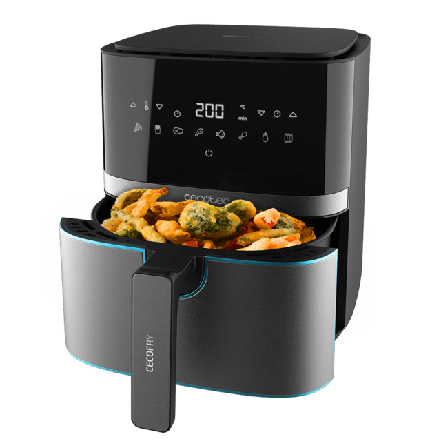 Cecotec Cecofry Full InoxBlack 5500 Connected Pack Freidora Sin Aceite Airfryer Digital Con Acabados En Acero Inoxidable Oscurecido Sin Aceite área De Cocinado De 5 5 L Tecnología PerfectCook APP Y Accesorios. Freidora Sin Ace