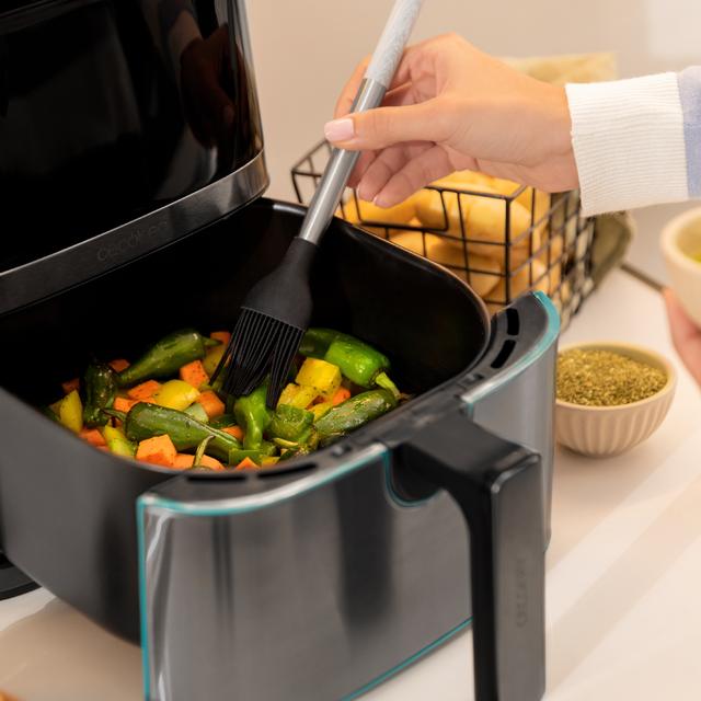 Cecotec Cecofry Full InoxBlack 5500 Connected Pack Freidora Sin Aceite Airfryer Digital Con Acabados En Acero Inoxidable Oscurecido Sin Aceite área De Cocinado De 5 5 L Tecnología PerfectCook APP Y Accesorios. Freidora Sin Ace