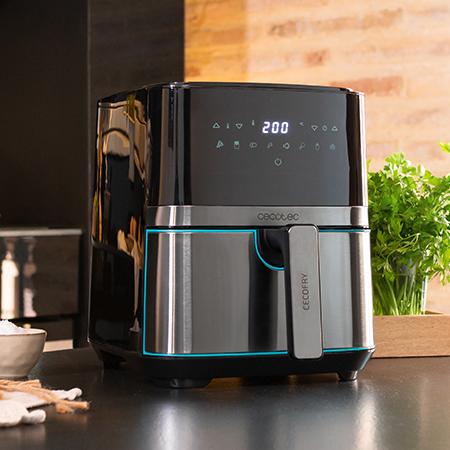 Cecotec Cecofry Full InoxBlack 5500 Pro Freidora Sin Aceite De 5 5 L De Aire Caliente. 1700 W Dietética Y Digital Panel Táctil Acabados En Acero Inox Tecnología PerfectCook Termostato 8 Modos Freidora Sin Aceite