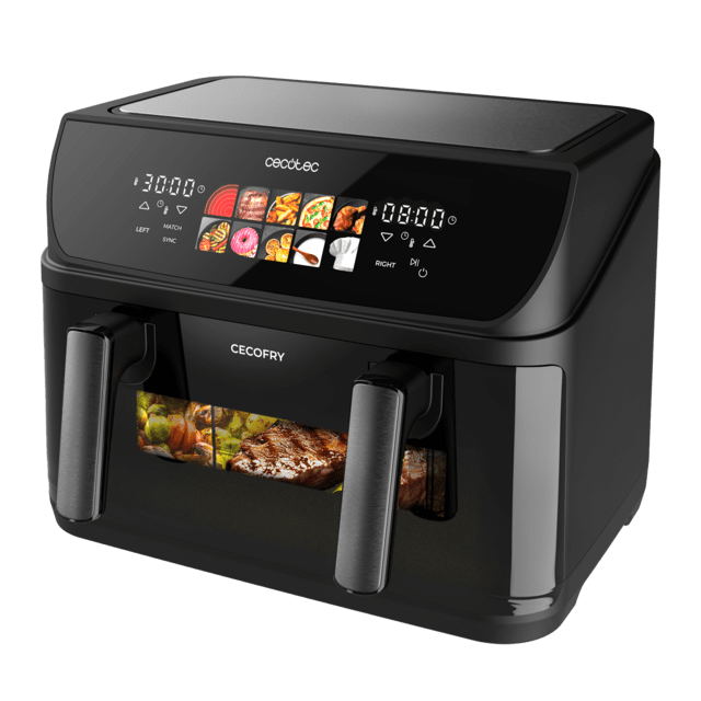Cecotec Cecofry&Grill Duoheat 10000 Freidora De Aire Con Doble Resistencia Para Dorado Perfecto Y Sabor De Parrilla En Carnes Capacidad De 10 Litros Potencia De 2800 W Para Platos Saludables Y Pared Divisoria Móvil Para Optar E