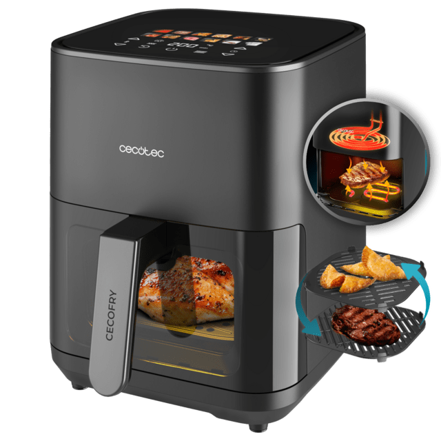Cecotec Cecofry&Grill Duoheat 4000 Air fryer Freidora de aire con doble resistencia para dorado perfecto y sabor de parrilla en carnes capacidad de 4 litros y potencia de 1900 W para platos saludables. Air fryer / Freidora de ai
