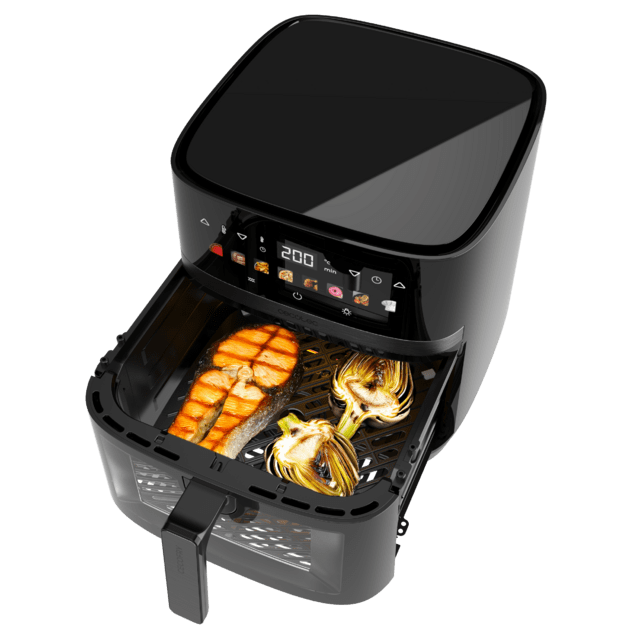 Cecotec Cecofry&Grill Duoheat 8000 Freidora De Aire Con Doble Resistencia Para Dorado Perfecto Y Sabor De Parrilla En Carnes Capacidad De 8 Litros Y Potencia De 2200 W Para Platos Saludables.  Freidora De Aire
