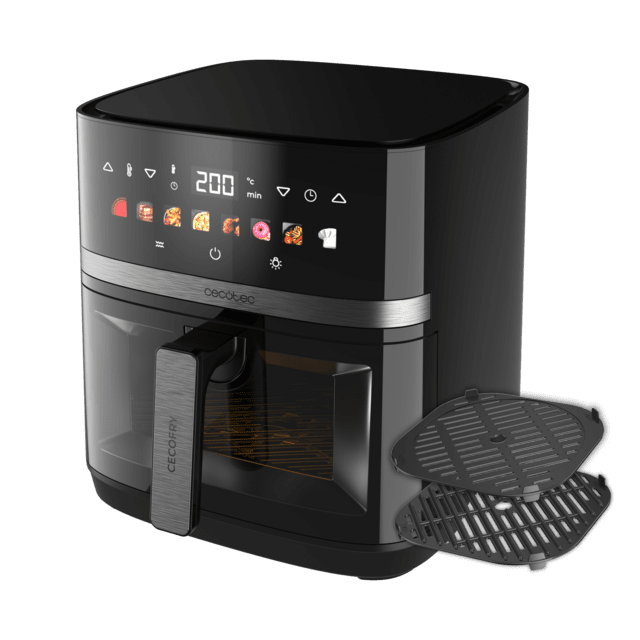 Cecotec Cecofry&Grill Duoheat 8000 Freidora De Aire Con Doble Resistencia Para Dorado Perfecto Y Sabor De Parrilla En Carnes Capacidad De 8 Litros Y Potencia De 2200 W Para Platos Saludables.  Freidora De Aire