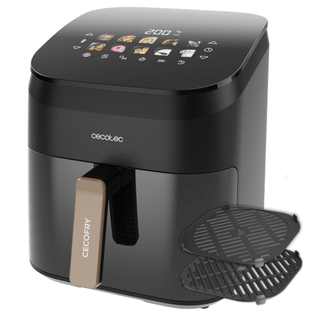 Cecotec Cecofry&Grill Smokin' 6500 Freidora De Aire Con Doble Grill Y Ahumador Para Dorado Perfecto Y Sabor De Parrilla En Carnes Capacidad De 6 5 Litros Y Potencia De 2200 W Para Platos Saludables. Freidora Sin Aceite Airfryer