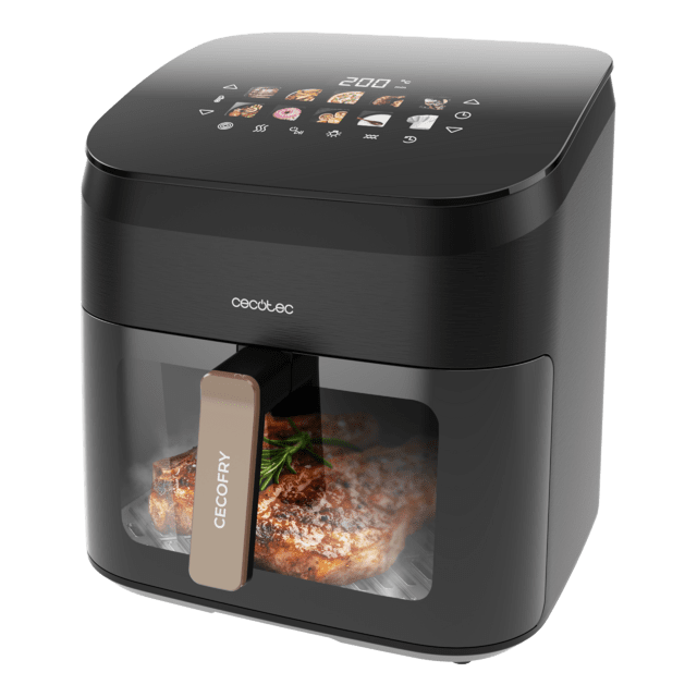 Cecotec Cecofry&Grill Smokin' 8500 Freidora De Aire Con Doble Grill Y Ahumador Para Dorado Perfecto Y Sabor De Parrilla En Carnes Capacidad De 8.5 Litros Y Potencia De 2200 W Para Platos Saludables. Freidora Sin Aceite Airfryer