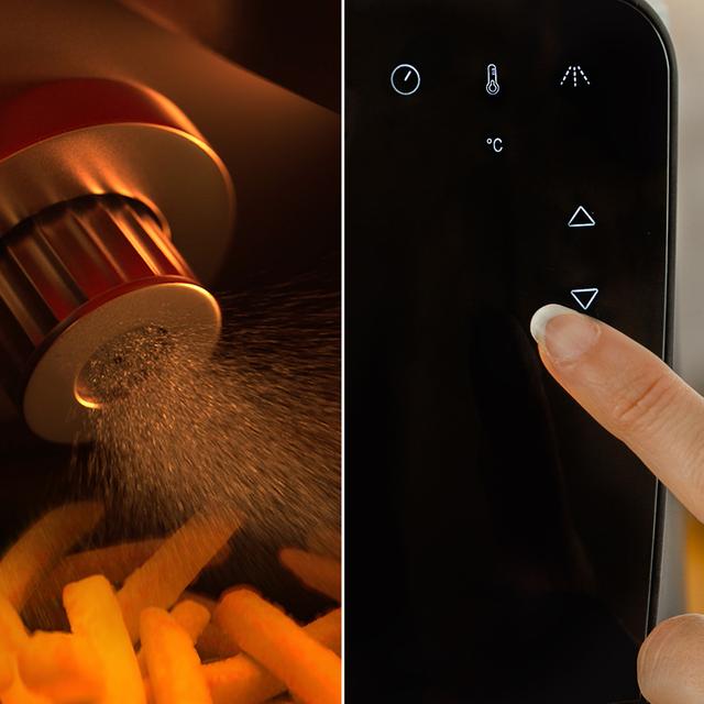 Cecotec Cecofry Rain M Cecofry Rain Freidora De Aire De 5 5 L Con Spray De Aceite Incorporado Pulverización Automática Y Manual Con 7 Niveles. Tecnología Avanzada De Aire Caliente 1550 W Panel De Control Táctil Multifunción