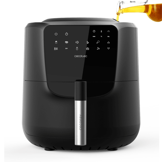 Cecotec Cecofry Rain M Cecofry Rain Freidora de aire de 5 5 L con spray de aceite incorporado pulverización automática y manual con 7 niveles. Tecnología avanzada de aire caliente 1550 W panel de control táctil multifunción