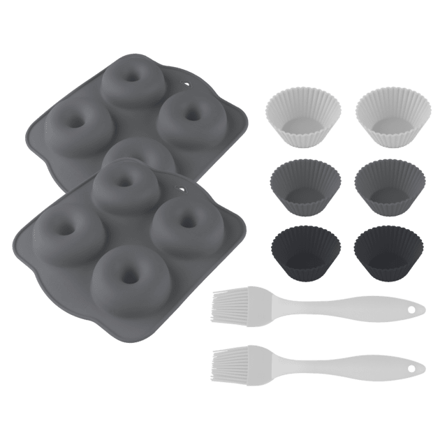 Cecotec Cecofry SweetBake Pack Accessories Moldes de silicona de alta calidad y libres de BPA para donas y magdalenas pinceles de silicona y es compatible con freidoras de aire de 6 a 8L ofreciendo una superficie antiadherente p
