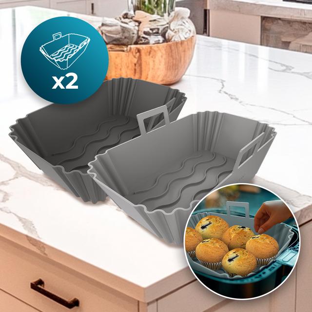 Cecotec Cecofry TwinBucket Pack Accesories Pack De 2 Moldes De Silicona Rectangulares Para Freidora De Aire De 22.5 X 13 X 8.6 Cm Y 140 Gramos Cada Uno. Pack De 2 Moldes De Silicona