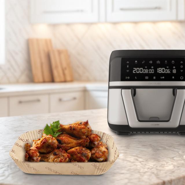 Cecotec Cecofry TwinBucket Paper Pack Accessories 150 Papeles Para Freidora De Aire Prácticos Y Compatibles Con Freidoras De Doble Cubeta De 4.5L Cada Una. Permitirán Mantener Tu Freidora De Aire Limpia Y Libre De Comida Pegad