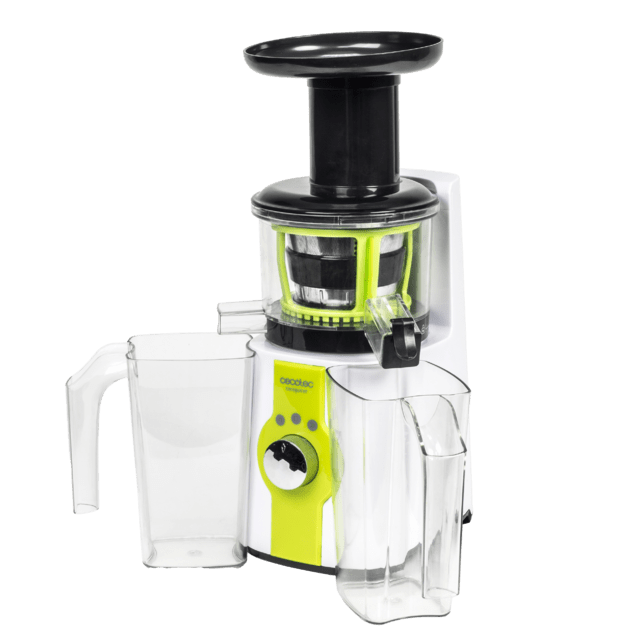 Cecotec Cecojuicer Licuadora de Prensado en Frío Para Frutas y Verduras 45 rpm 3 posiciones Tambor de Tritan BPA Free Tapón antigoteo 2 Salidas para el Zumo Sistema de seguridad 150 W