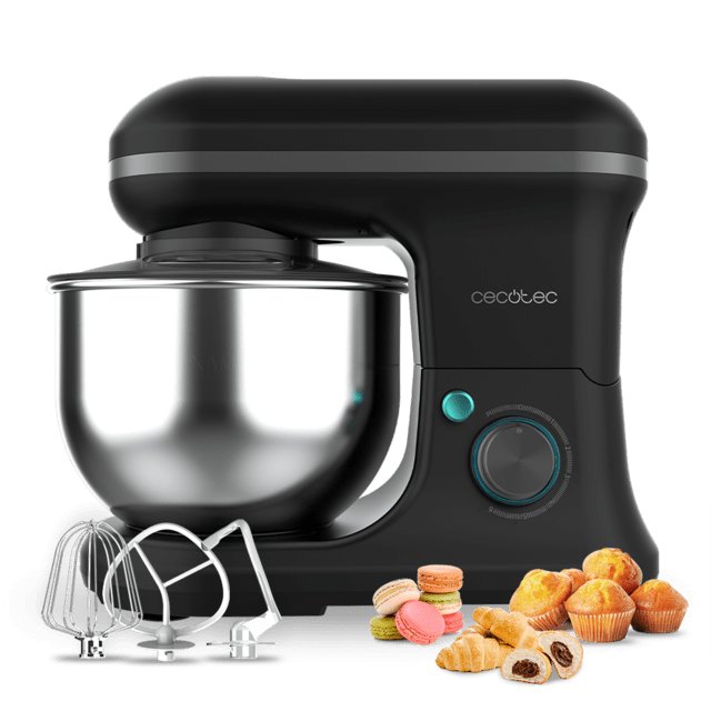 Cecotec Cecomixer Merengue 5L 1200 Black Batidora Amasadora con 5 funciones diseño elegante y accesorios para batir y amasar.  Batidora amasadora