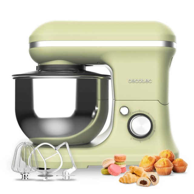 Cecotec Cecomixer Merengue 5L 1200 Green Batidora Amasadora con 5 funciones diseño elegante y accesorios para batir y amasar. Batidora Amasadora 