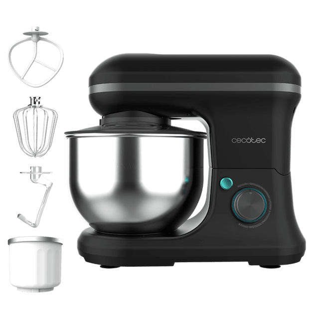 Cecotec Cecomixer Merengue 5L 1200 Ice-Cream Black Batidora Amasadora Con 5 Funciones Diseño Elegante Y Accesorios Para Batir Y Amasar. Incluye Función Para Hacer Helado. Batidora Amasadora