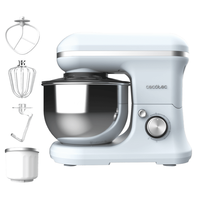 Cecotec Cecomixer Merengue 5L 1200 Ice-Cream Blue Batidora Amasadora Con 5 Funciones Diseño Elegante Y Accesorios Para Batir Y Amasar. Incluye Función Para Hacer Helado. Batidora Amasadora