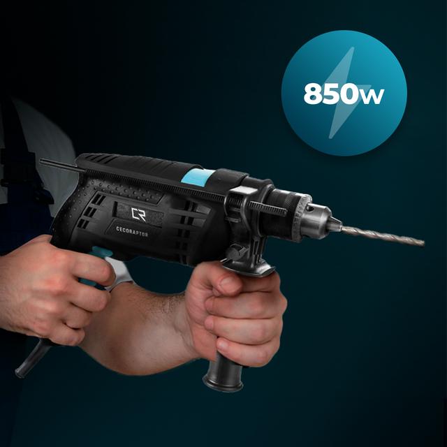 Cecotec CecoRaptor Impact Drill Taladro Eléctrico Con Percutor De 850 W. Broca 13 Mm. 4800 Rpm. 46000 Impactos Por Minuto. Empuñadura Auxiliar Taladro Eléctrico 
