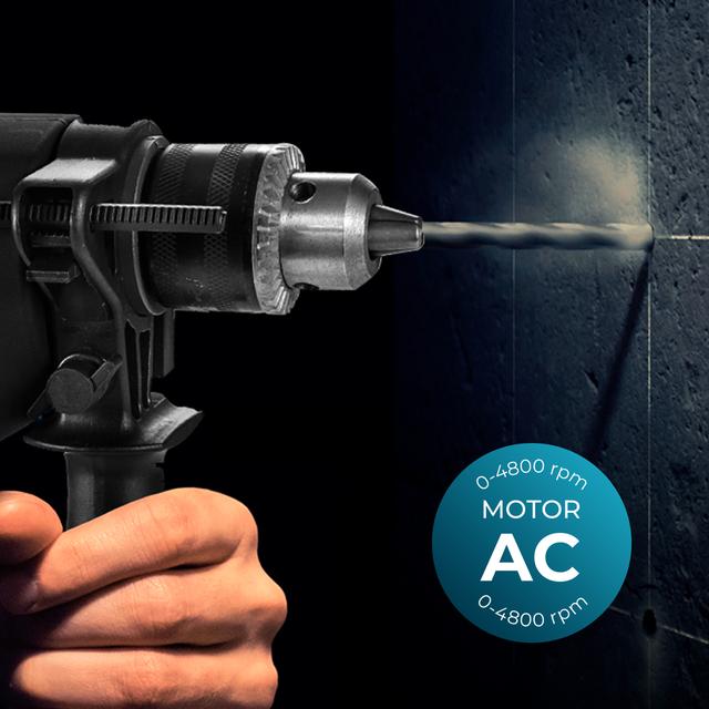 Cecotec CecoRaptor Impact Drill Taladro Eléctrico Con Percutor De 850 W. Broca 13 Mm. 4800 Rpm. 46000 Impactos Por Minuto. Empuñadura Auxiliar Taladro Eléctrico 