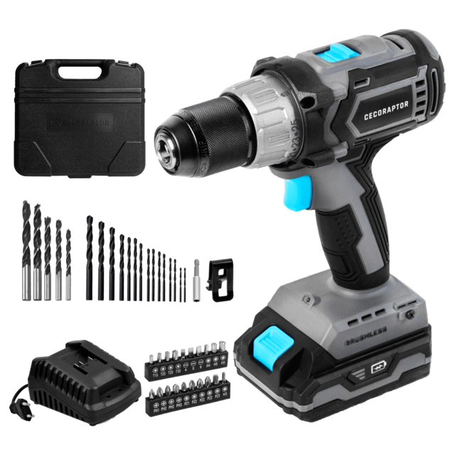 Cecotec CecoRaptor Perfect Drill 2020 Brushless Ultra. Taladro de Batería 20V y 2000 mAh Velocidad sin carga de 2000 rpm Torque máximo de 46 Nm 25+1 Posiciones de torque y 2 Velocidades Taladro con batería y atornillador