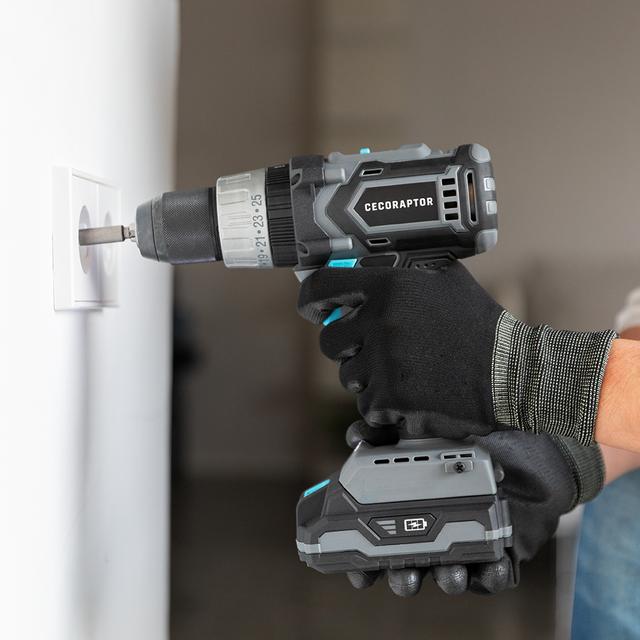 Cecotec CecoRaptor Perfect Drill 2020 X-Treme. Taladro Atornillador Perforador Y Percutor De Batería 20 V Y 2000 MAh Velocidad 1800 Rpm Torque Máximo De 50 Nm 25+1+1 Posiciones Taladro Percutor Con Batería Y Atornillador