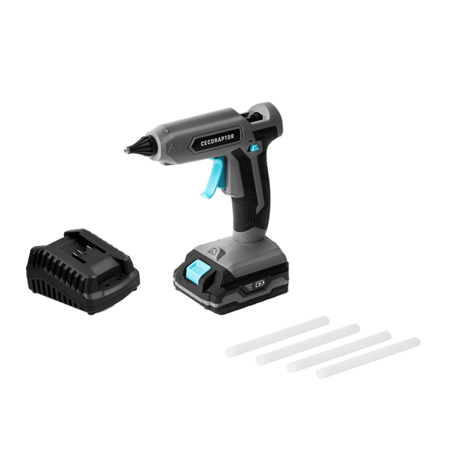 Cecotec CecoRaptor Perfect Fix 2020 Advance. Pistola de Encolar sin Cables de Batería 20V y 2000 mAh Barras de Diámetro 11mm y 150 mm de largo Temperatura de trabajo 180ºC Autonomía hasta 30 min Pistola de silicona caliente